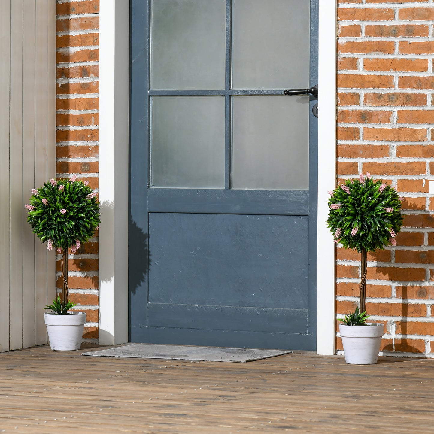 Set of 2 Decorative Artificial Plants Ball Trees with Flower