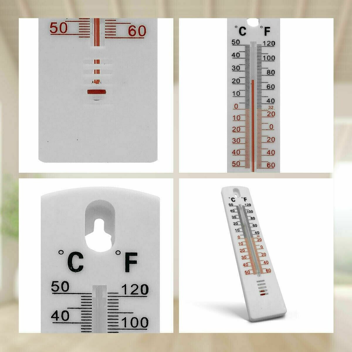 21.5Cmx3.7Cm WALL THERMOMETER INDOOR OUTDOOR GARDEN GREENHOUSE HOME OFFICE ROOM