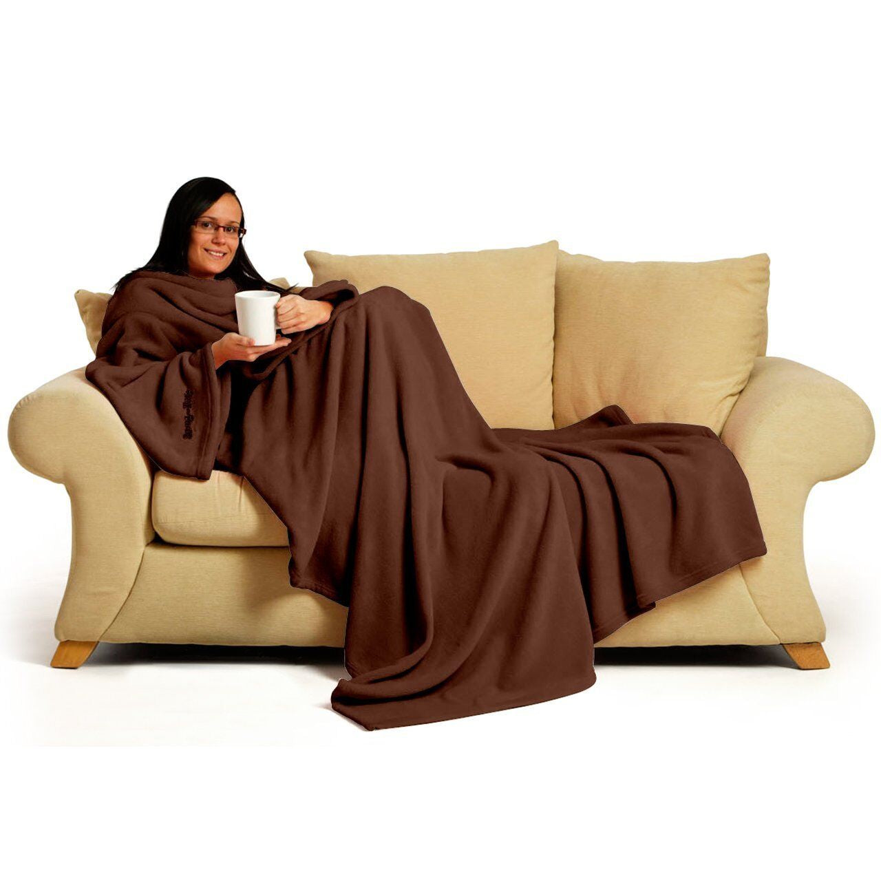 Genuine Snug Rug DELUXE ™ ADULT Cosy Warm SLEEVED Arms Blanket Fleece Official
