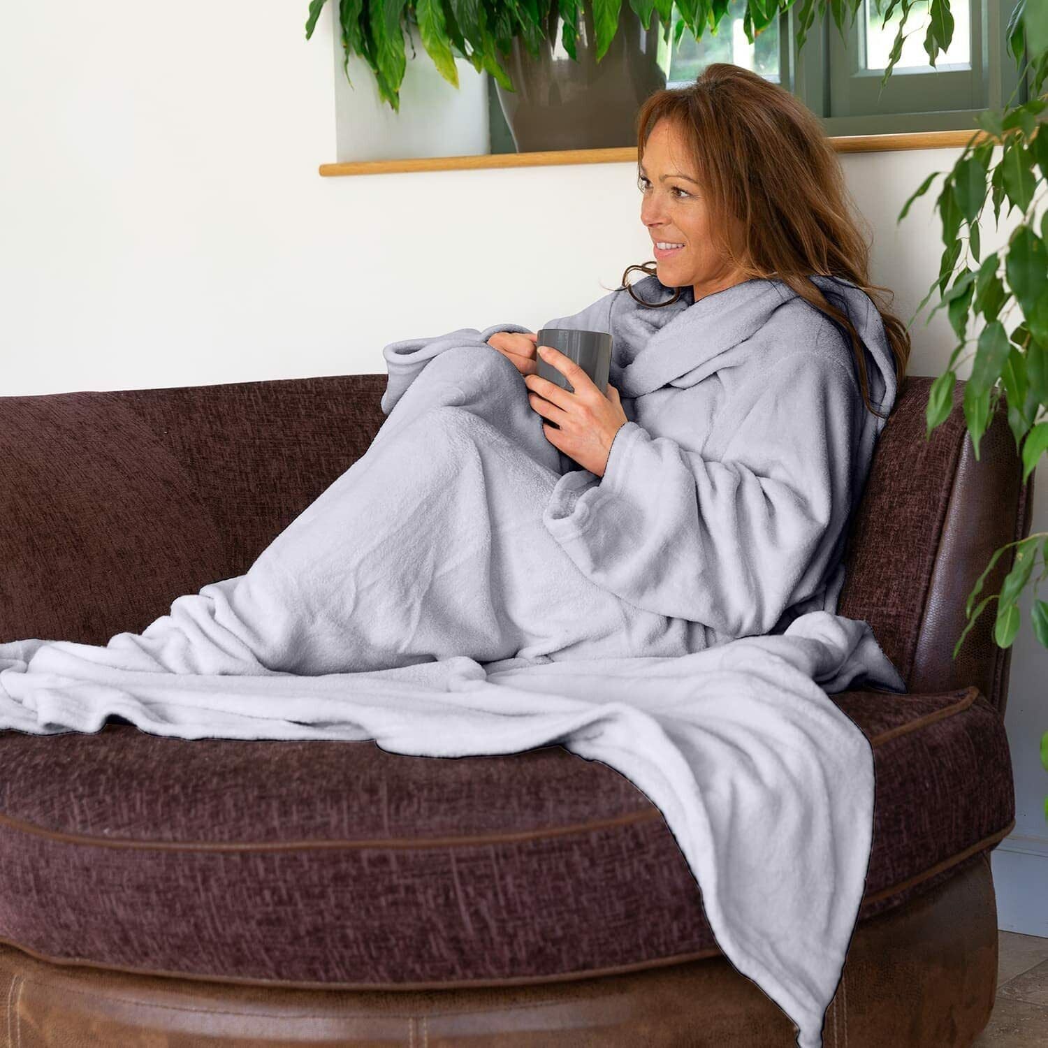 Genuine Snug Rug DELUXE ™ ADULT Cosy Warm SLEEVED Arms Blanket Fleece Official