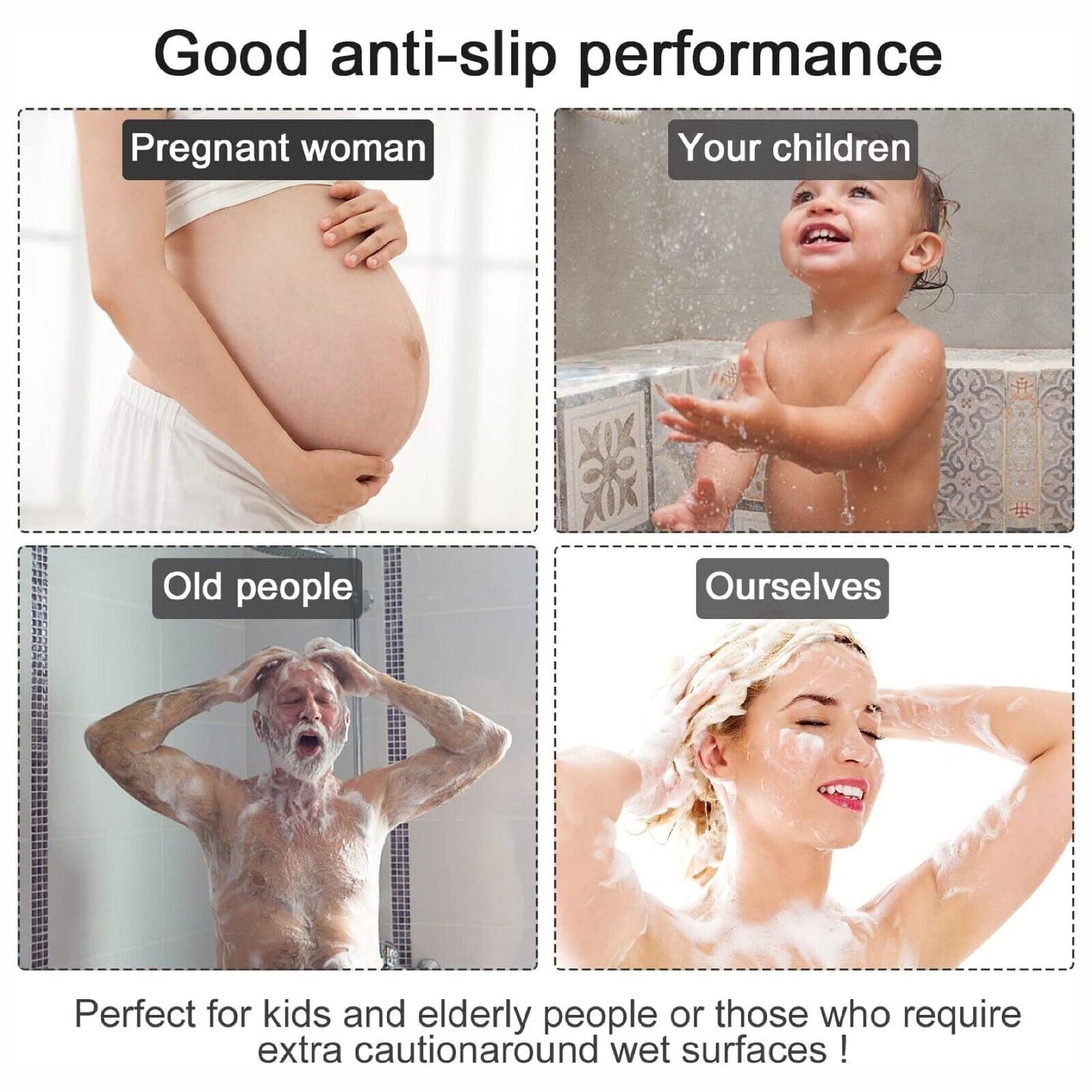BATH SHOWER MAT NON SLIP PVC BATHROOM RUBBER MATS anti SLIP SUCTION 43 X 43 Cm
