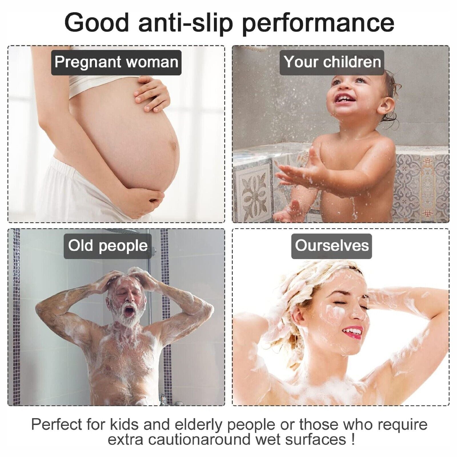 BATH SHOWER MAT NON SLIP PVC BATHROOM RUBBER MATS anti SLIP SUCTION 43 X 43 Cm