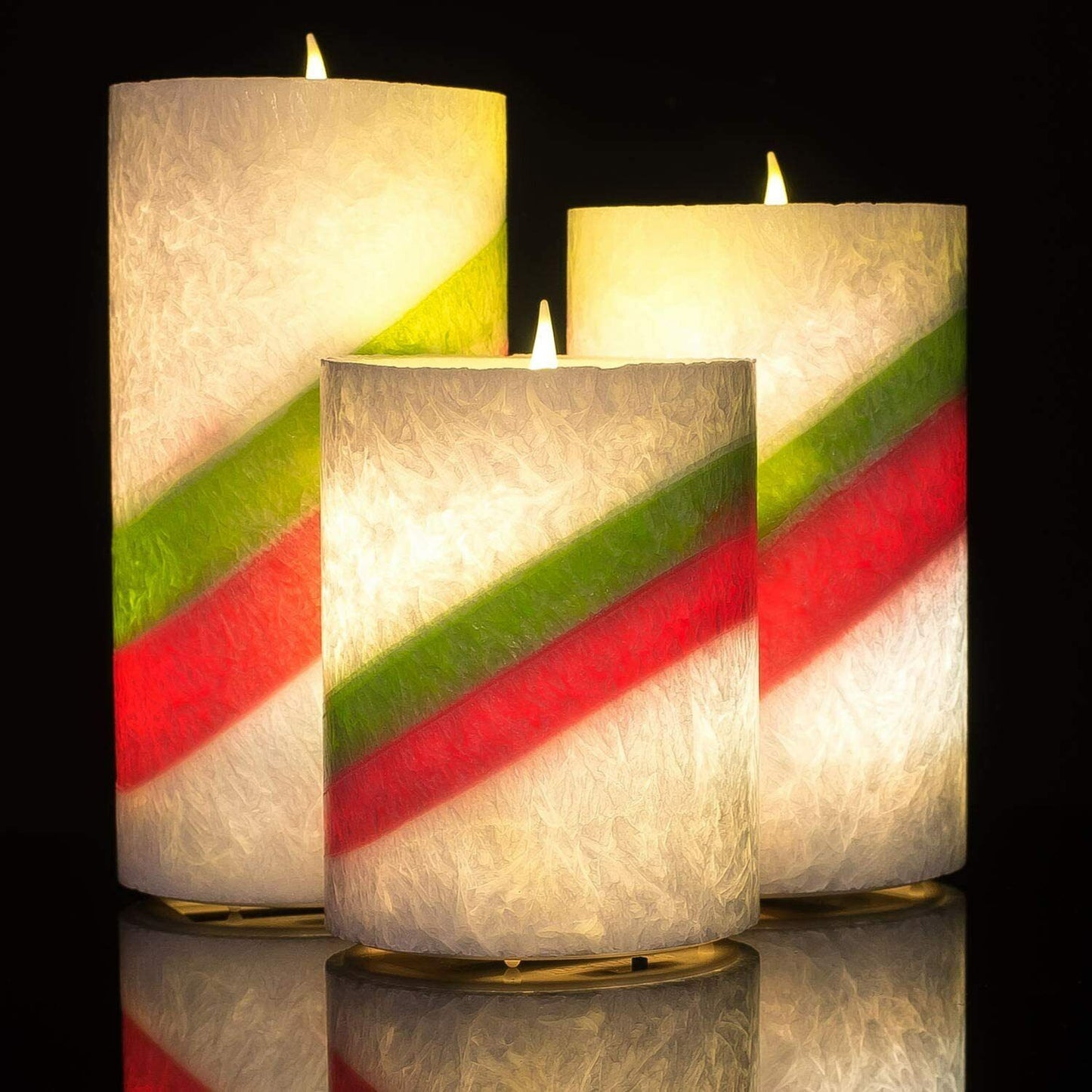 3X LED Flameless Candles Battery Operated Lights Colourful Christmas Theme Lamps