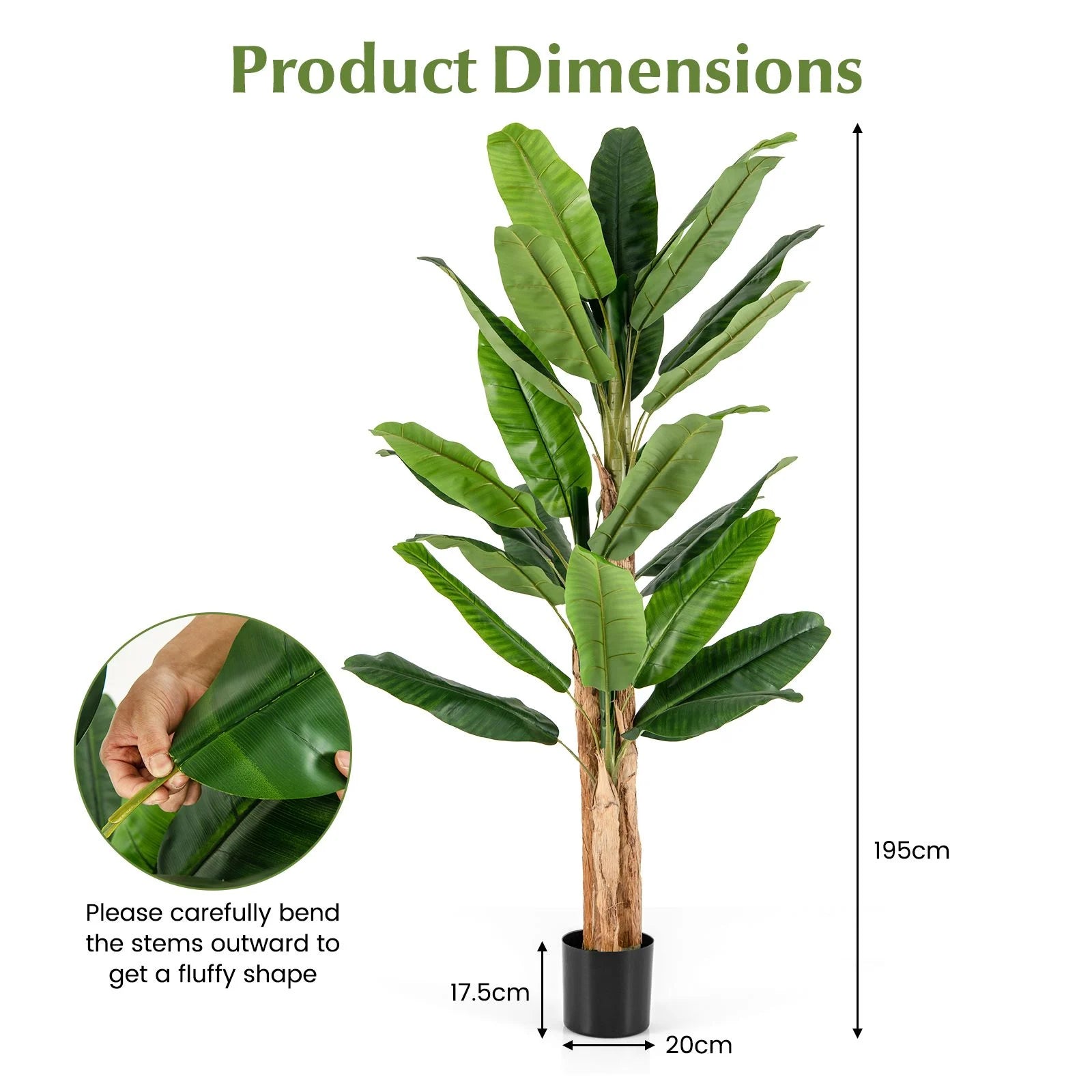 195Cm Tall Artificial Banana Tree with 27 Large Leaves