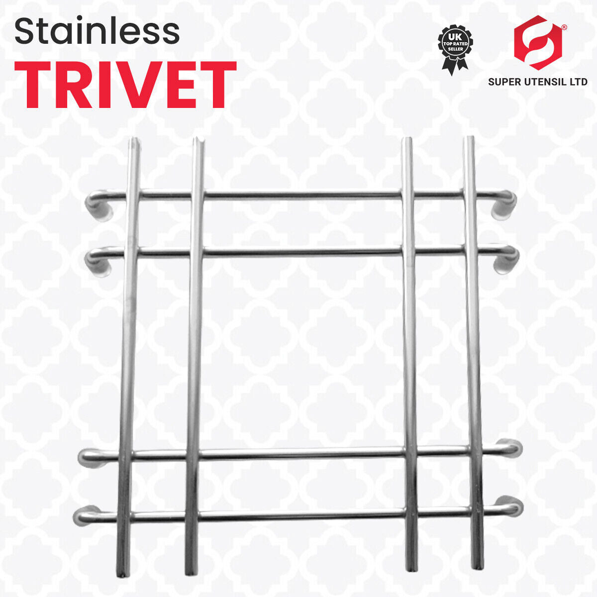 Kitchen Trivet Worktop Saver Hot Pot Pan Stand Rack Stainless Steel 20X20Cm UK