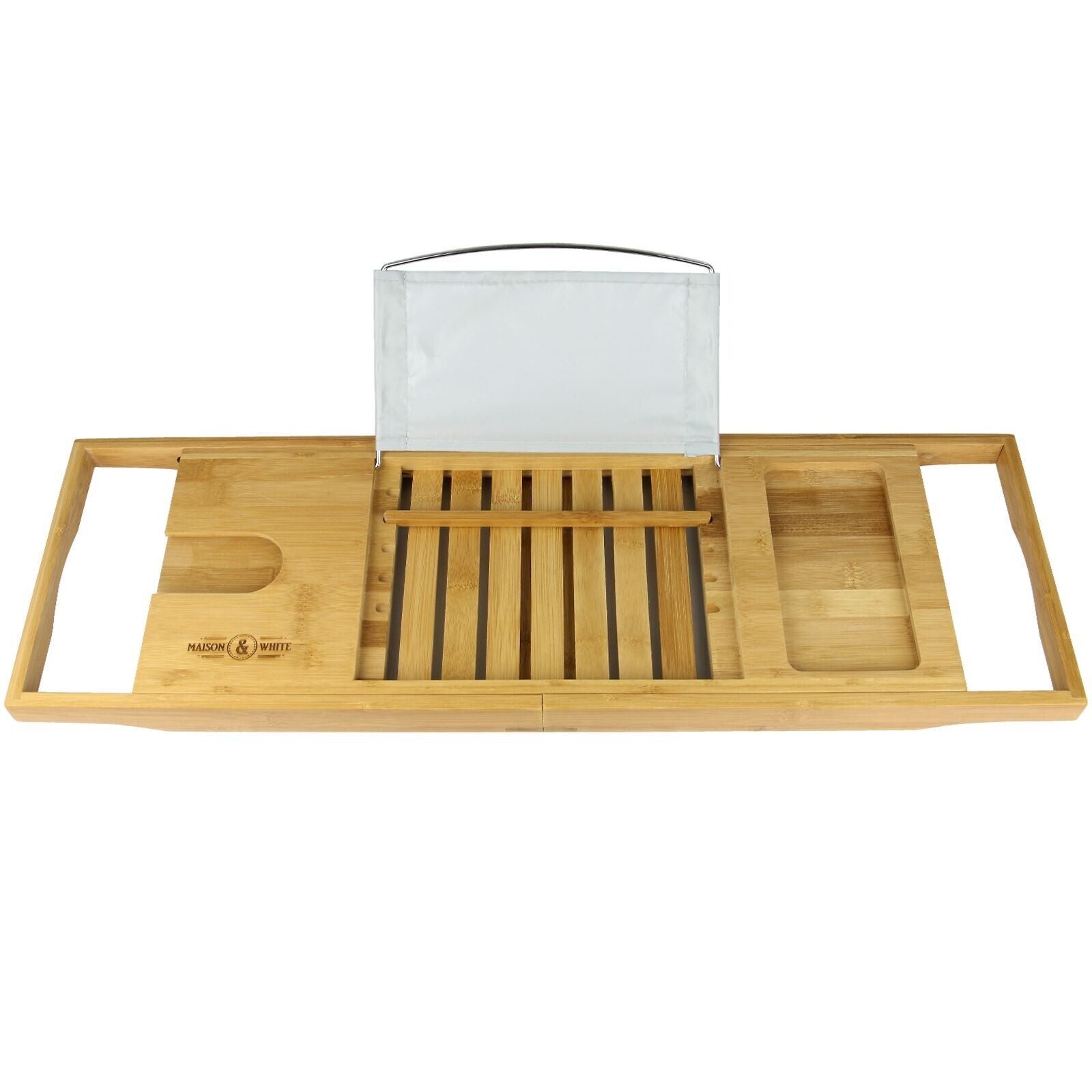 Bath Caddy Extendable Bamboo Adjustable Luxury Home Spa Wood Bath Tub Rest | M&W