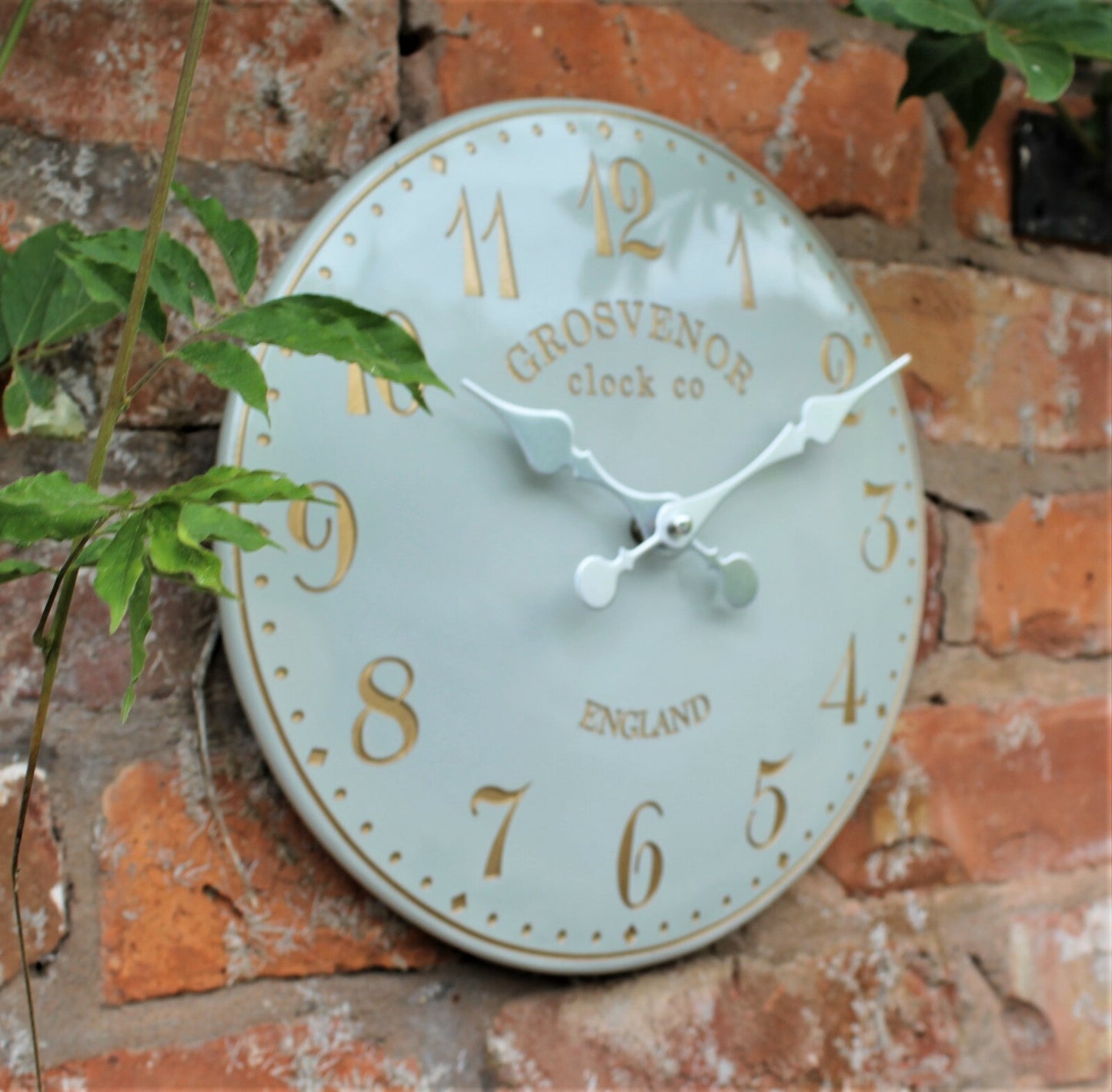 Wall Clock Grey Garden Indoor Outdoor Hand Painted Church Clock Arabic 38Cm