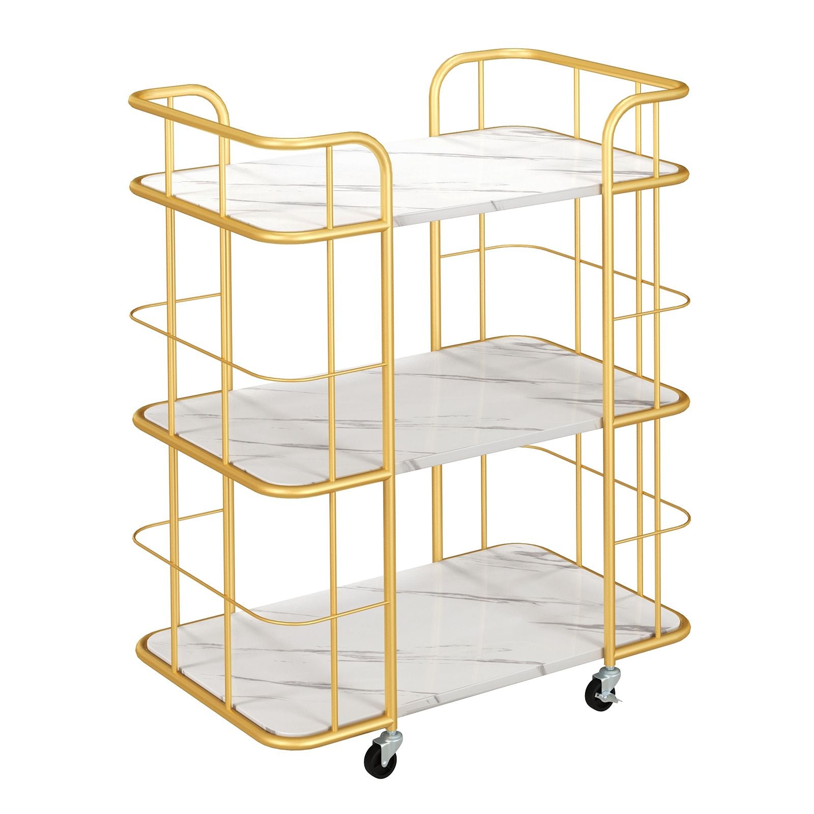 3-Tier Rolling Buffet Serving Cart with Lockable Wheels and Handles