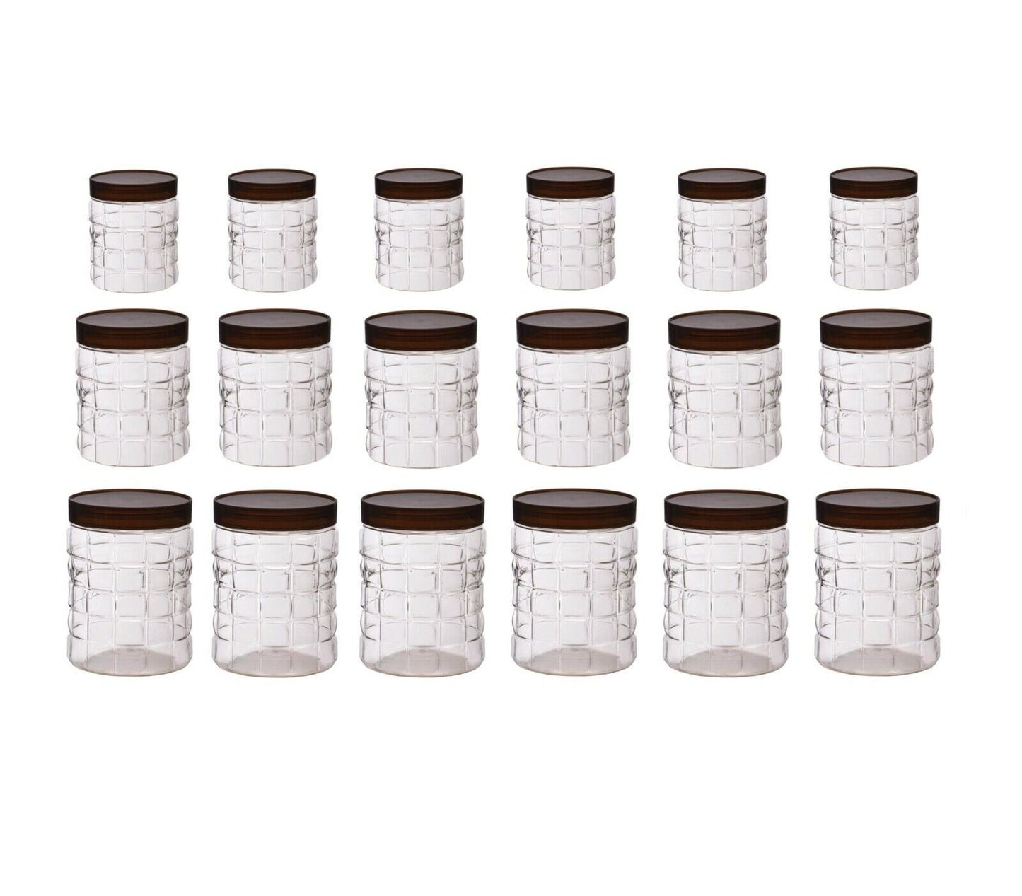 18 X Plastic Storage Containers Jars Clear Dry Food Canisters Set Screw Top PET