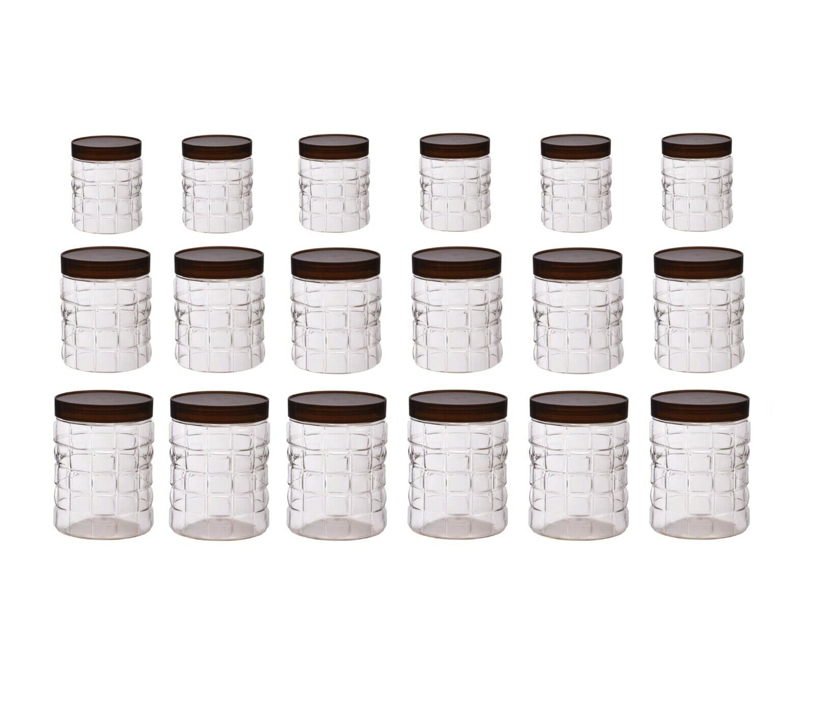 18 X Plastic Storage Containers Jars Clear Dry Food Canisters Set Screw Top PET