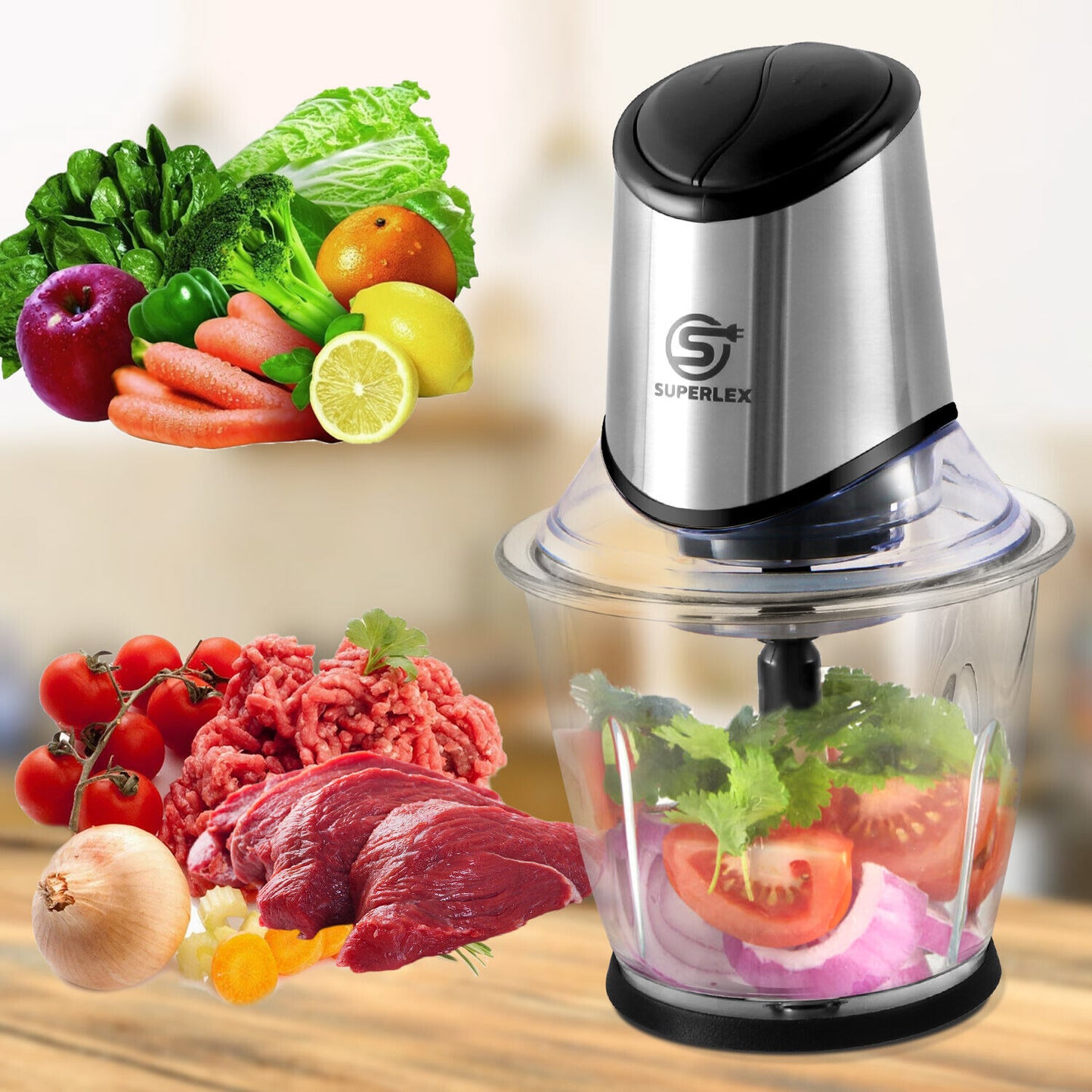 Mini Chopper Electric Blender& One Button Operation,Easy Clean with Nuts Grinder