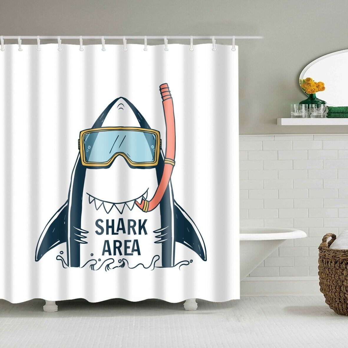 Funny Animals Shower Curtain Cute Cartoon 3D Shower Curtain Funny Cats 12 Hook