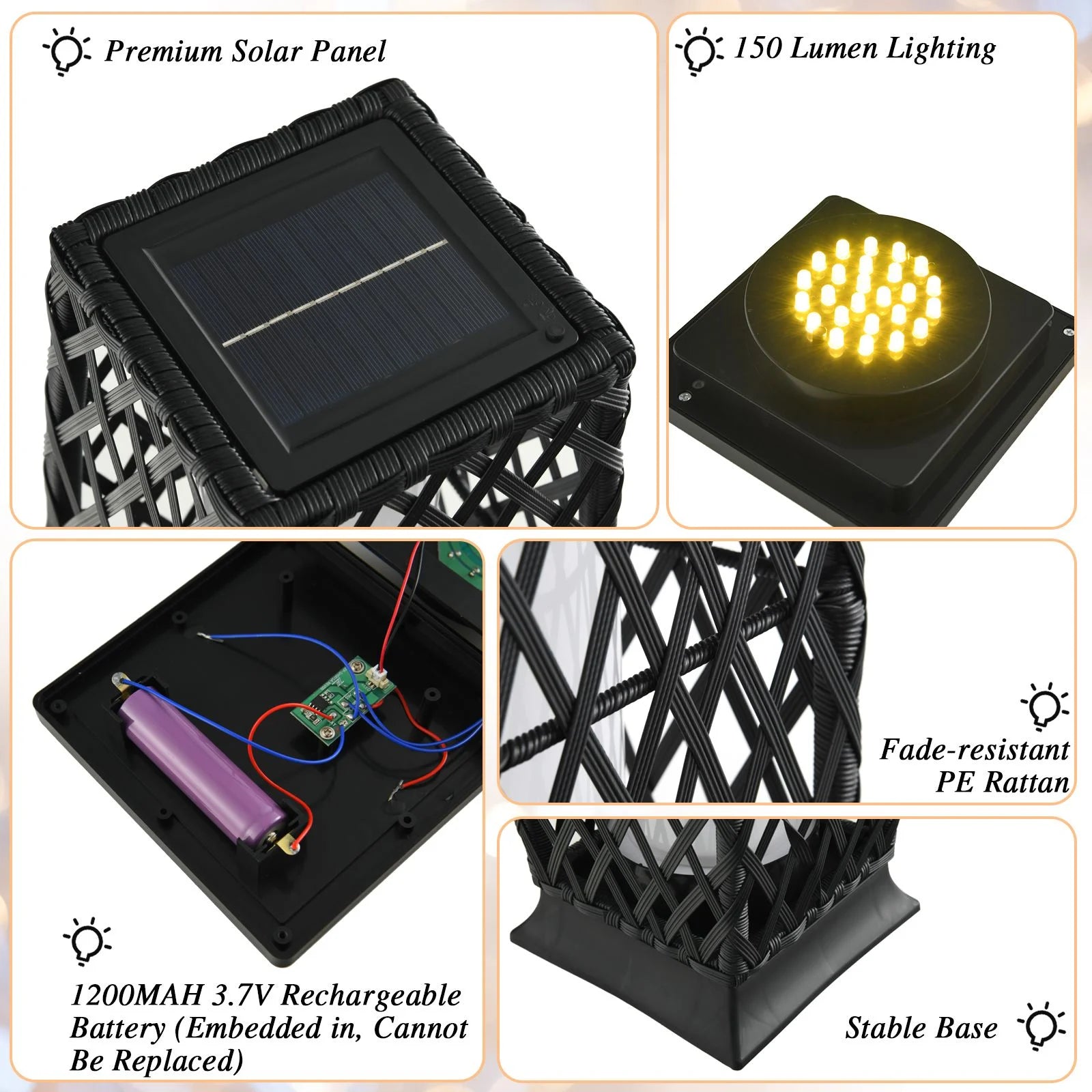 2 Pieces Outdoor Solar-Powered Floor Lamp Set