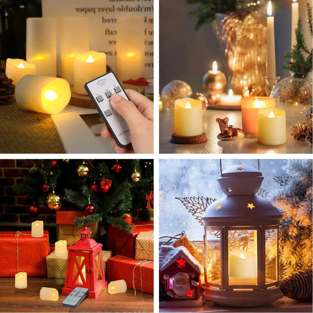 Rechargeable LED Candles by USB Timer Remote Flickering Flames Wedding Candles B