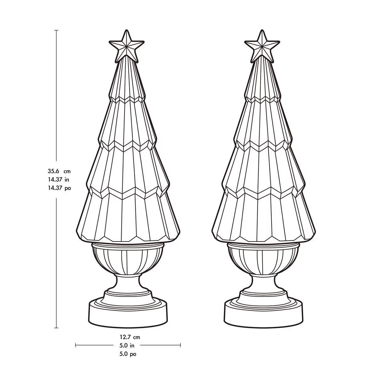 14 Inch (35.6 Cm) Lighted Glitter Tree Lamps, 2 Pack
