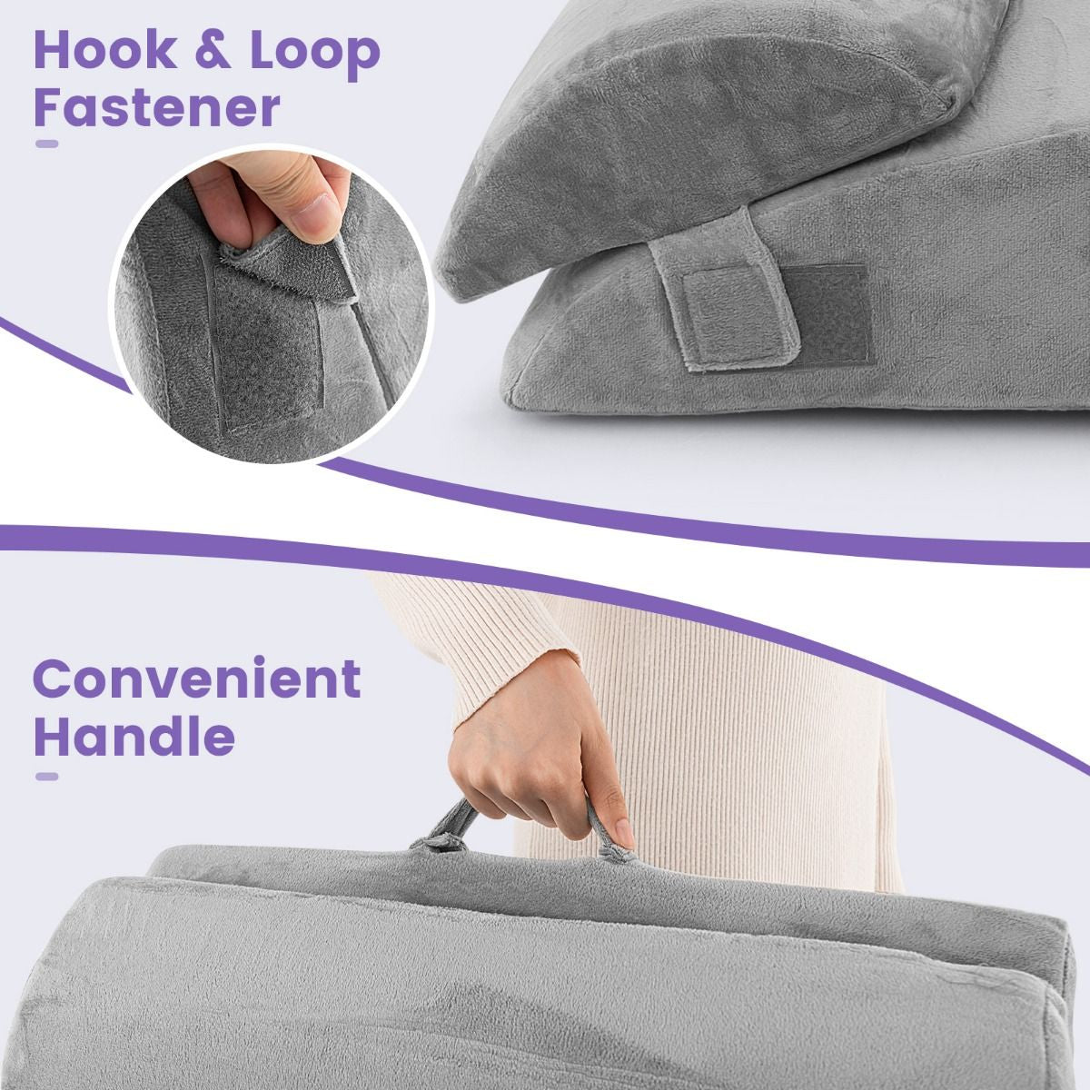 3 PCS Bed Wedge Pillow Set with Machine-Washable Cover for Snoring