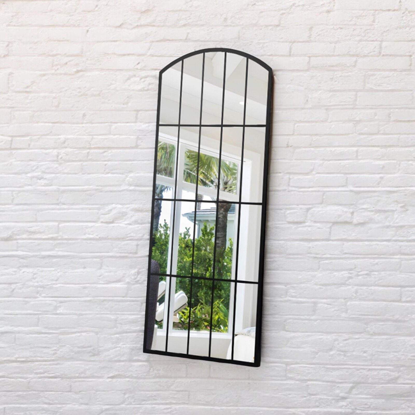 Framed Arched Mirror Wall Mounted Cast Iron Large Mirror Indoor Outdoor Garden