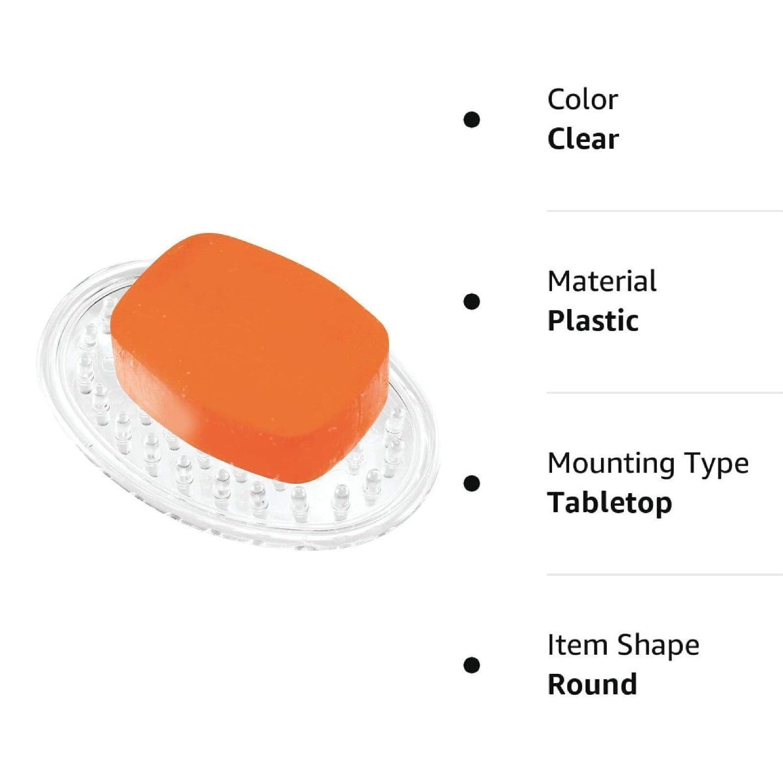 Clear Plastic Soap Holder Dish Drip Tray-Raised Ridges Allow Soap to Tray