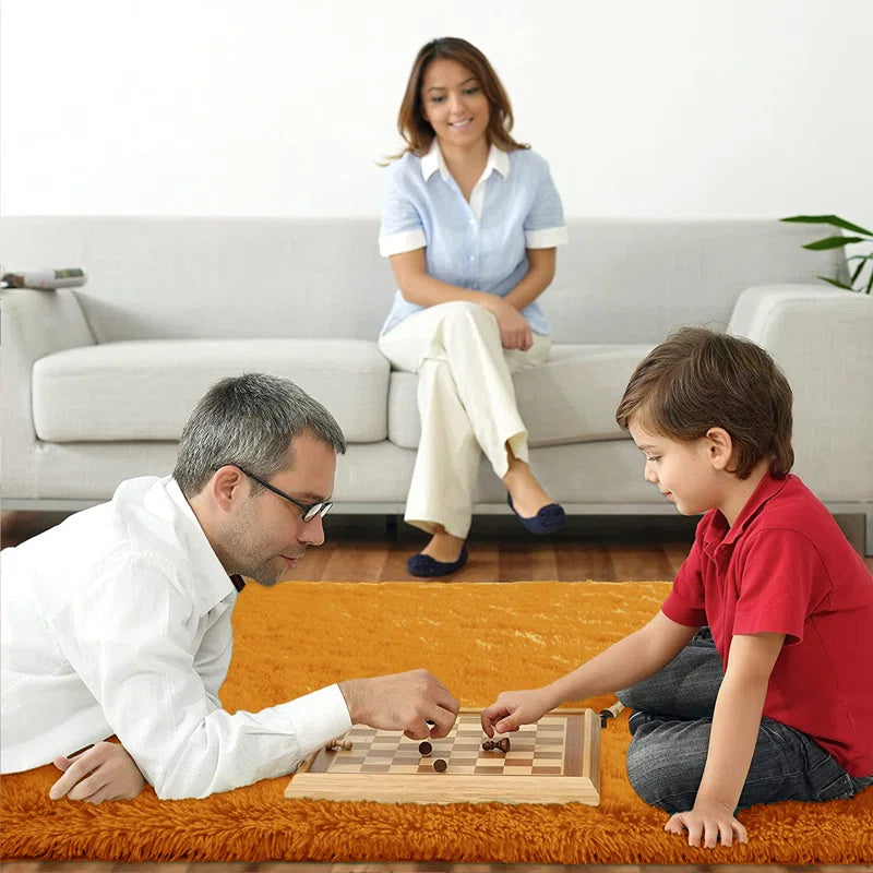 Alexxys Fluffy Thin Deep Pile Living Room Area Rug