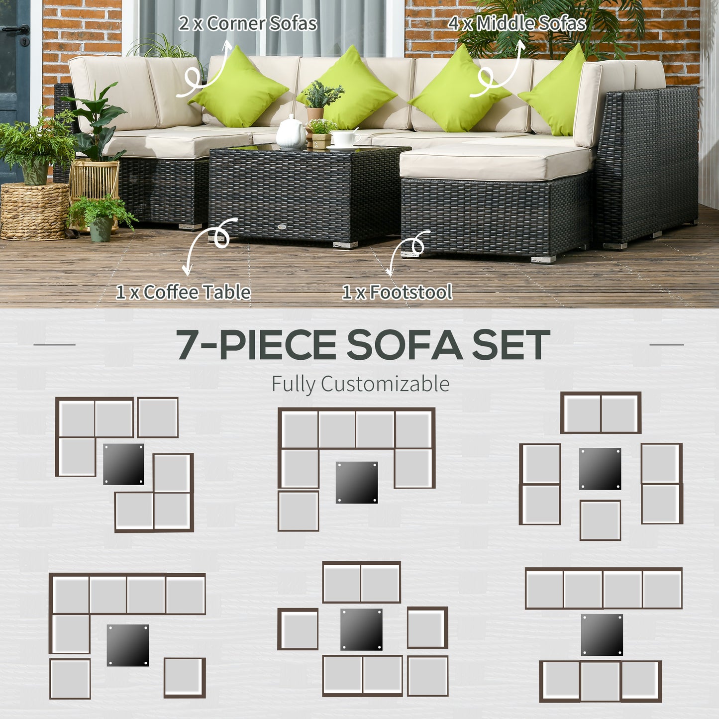 Rattan Outdoor Garden Furniture Patio Corner Sofa Set with Cushions