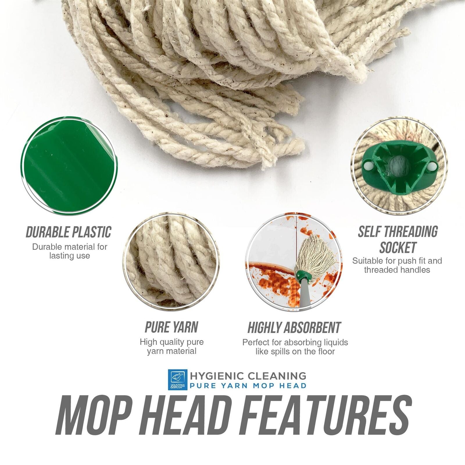 10X Green Cotton Floor Mop Heads Set Replacement Heavy Duty Cleaning Kitchen