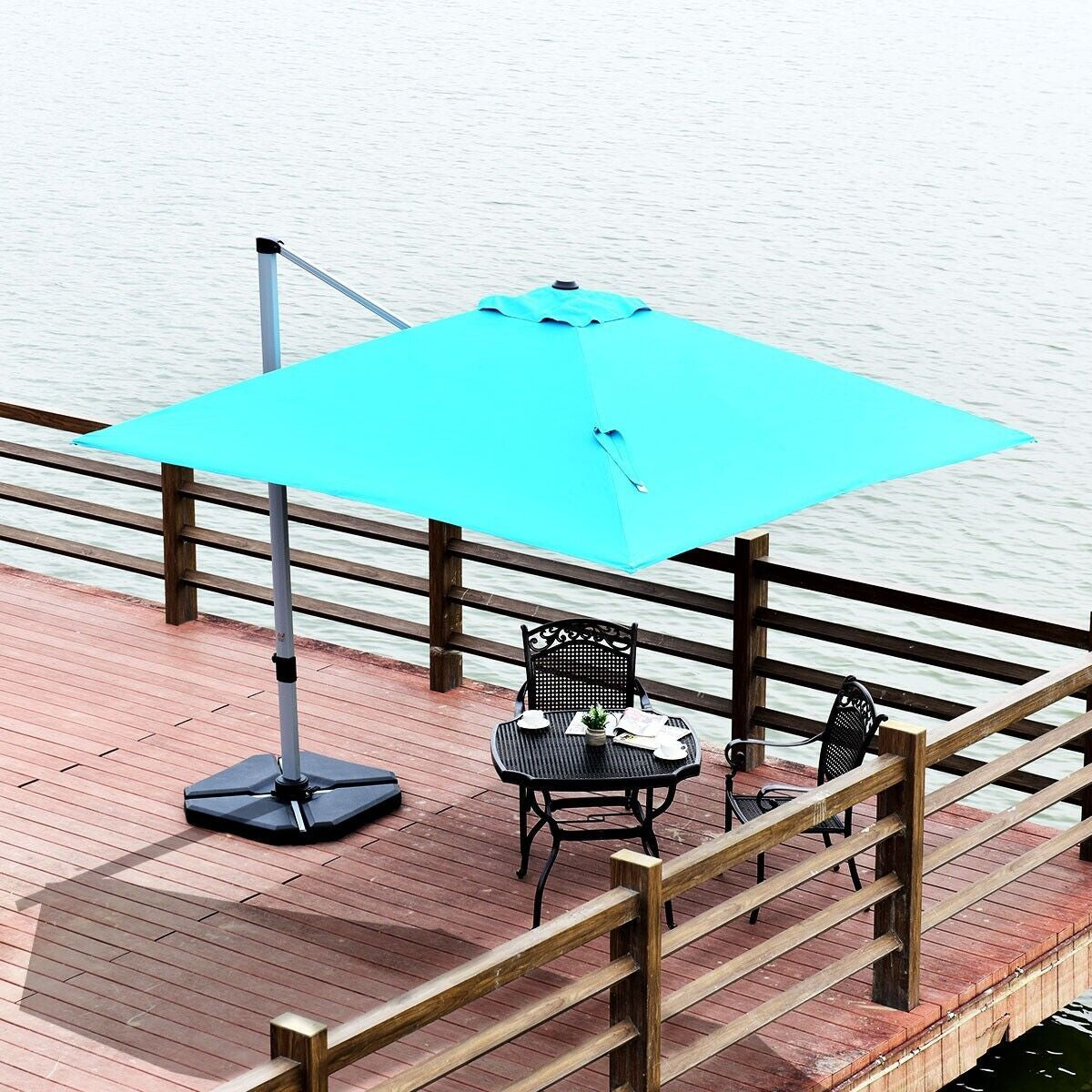 3M Cantilever Garden Parasol with Tilted Design and 360° Rotation