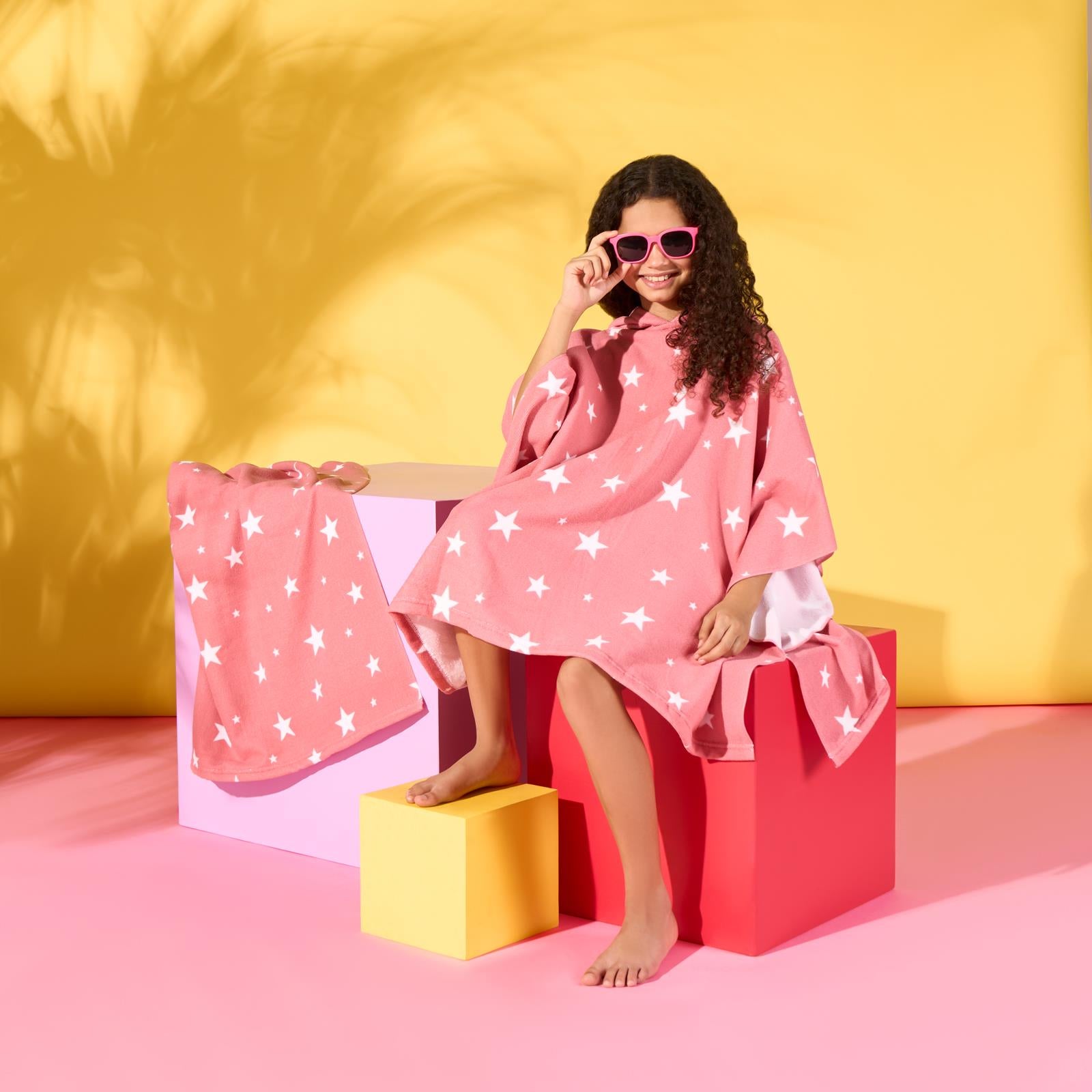 Kids Poncho Beach Towel Hooded Quick Dry Microfibre Holiday Swimming Absorbent