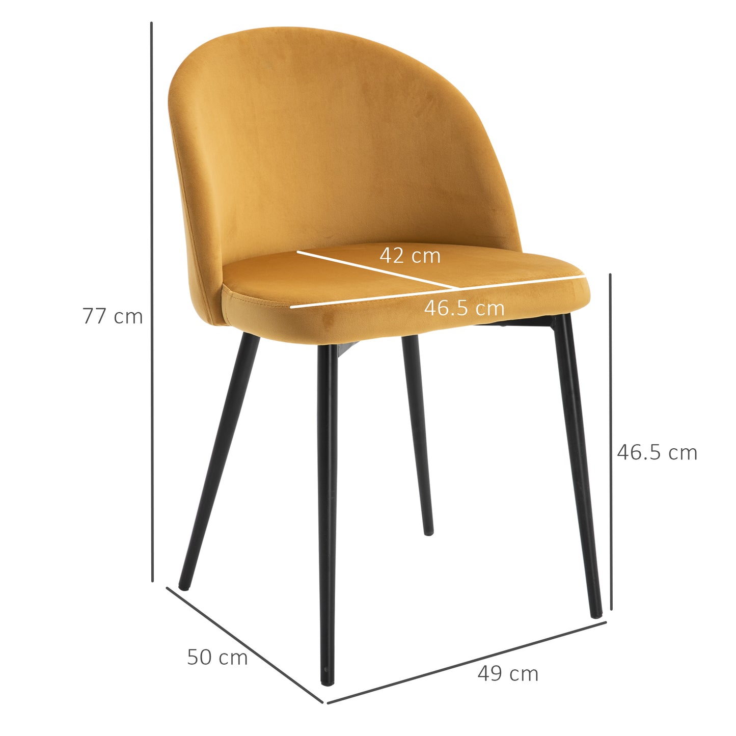 2 Pieces Modern Upholstered Fabric Bucket Seat Dining Chairs Living Room