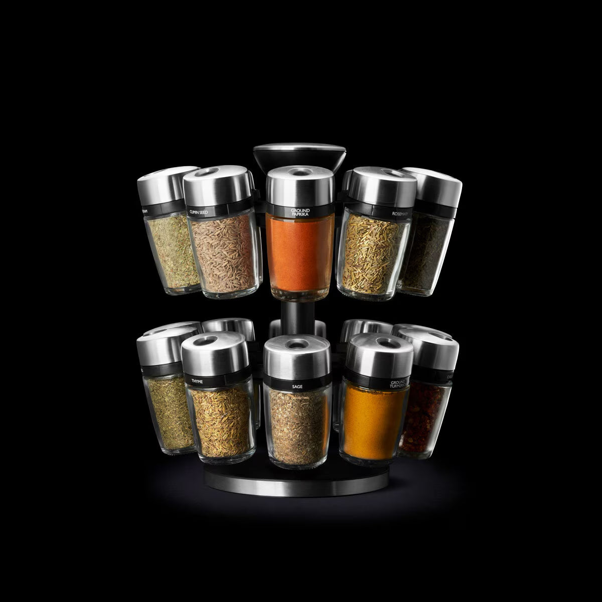 20 Jar Filled Spice Rack Carousel