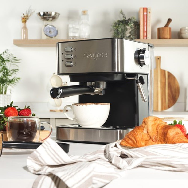 Salter Manual Espresso Machine with Milk Frother for Ground Coffee 1.6L Capacity