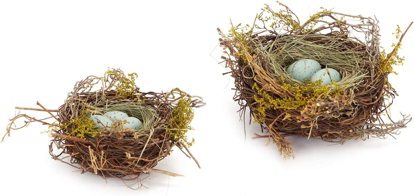 Faux Decorative Bird'S Egg Nest - Cute Bird Nest with Eggs Tabletop Decoration for Spring, Summer, Everyday Home Decor (Robin'S Eggs - Set of 2)
