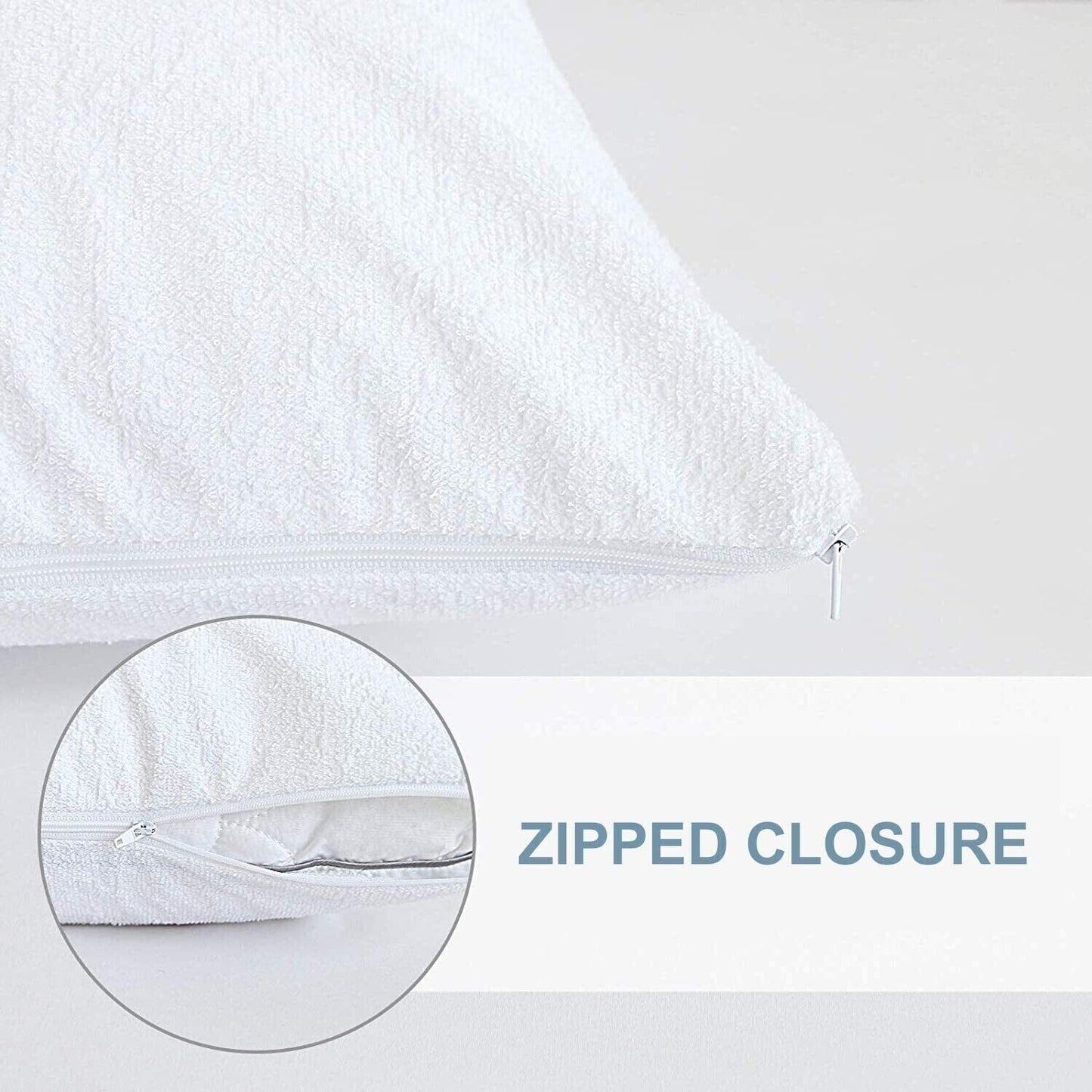 Pack of 4 Zipped WATERPROOF QUILTED Pillow Protectors Hypoallergenic Soft Covers