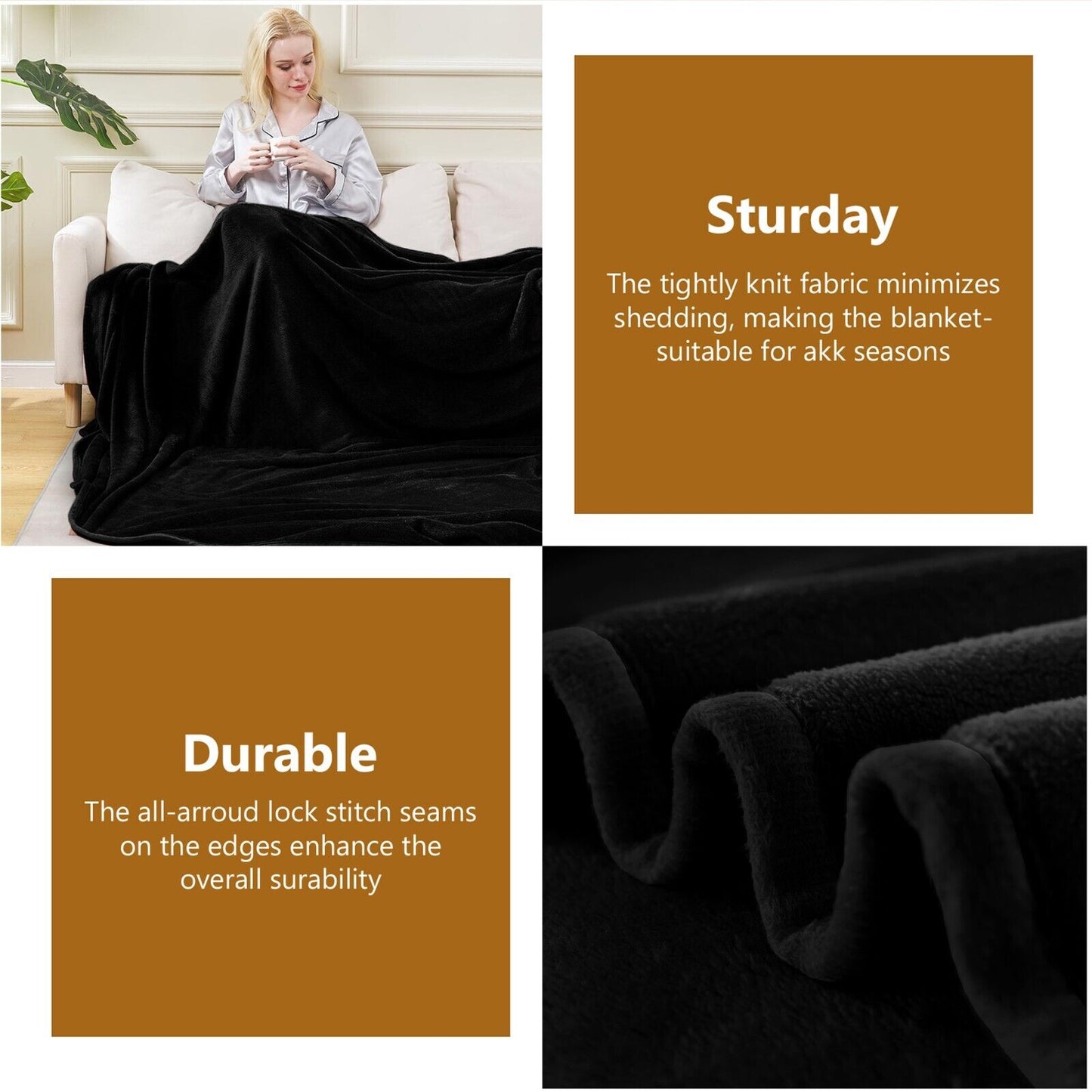 Large Fleece Blanket Throw Reversible Soft Warm Bed Sofa Blanket Double & King