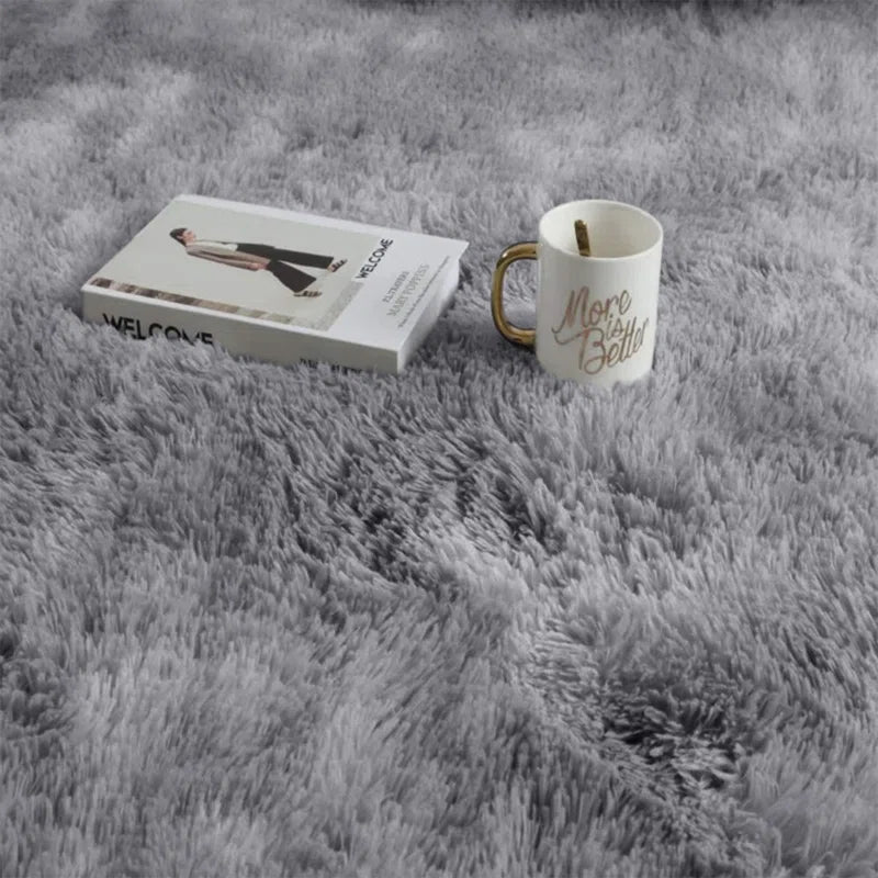 Abria Soft Fluffy Grey Indoor / Outdoor Living Room Area Rug