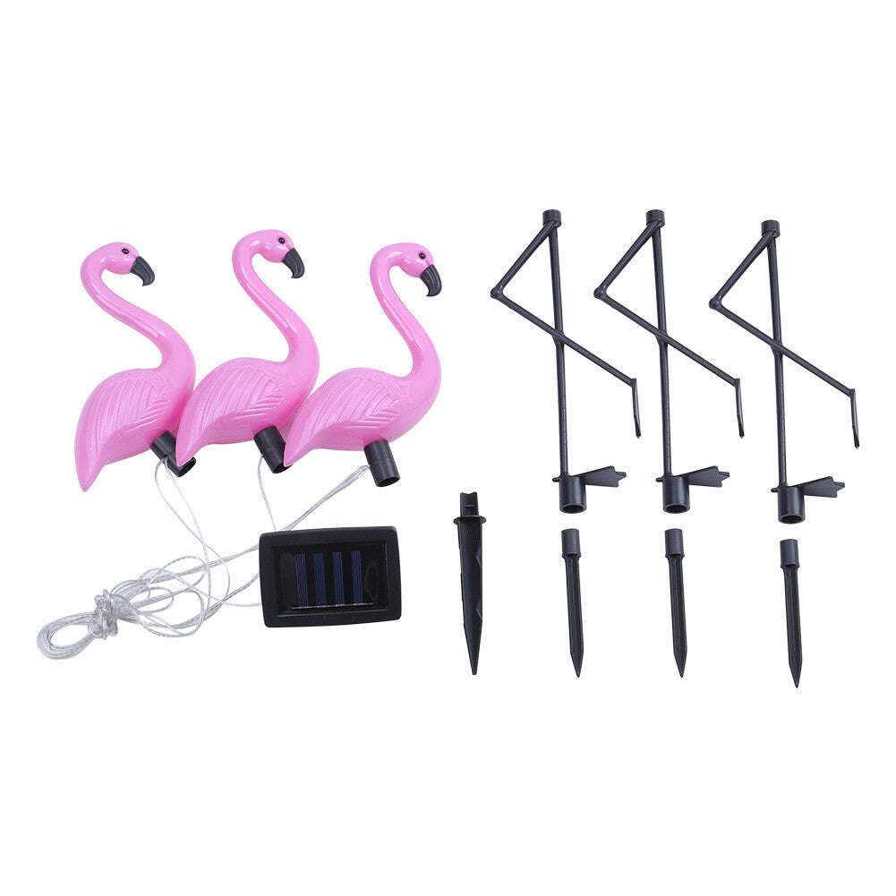 3Pcs LED Solar Flamingo Lights Outdoor Garden Lawn Lamp Stake Landscape Lighting