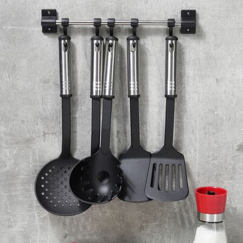 6 Piece Kitchen Tool Set Black and Silver