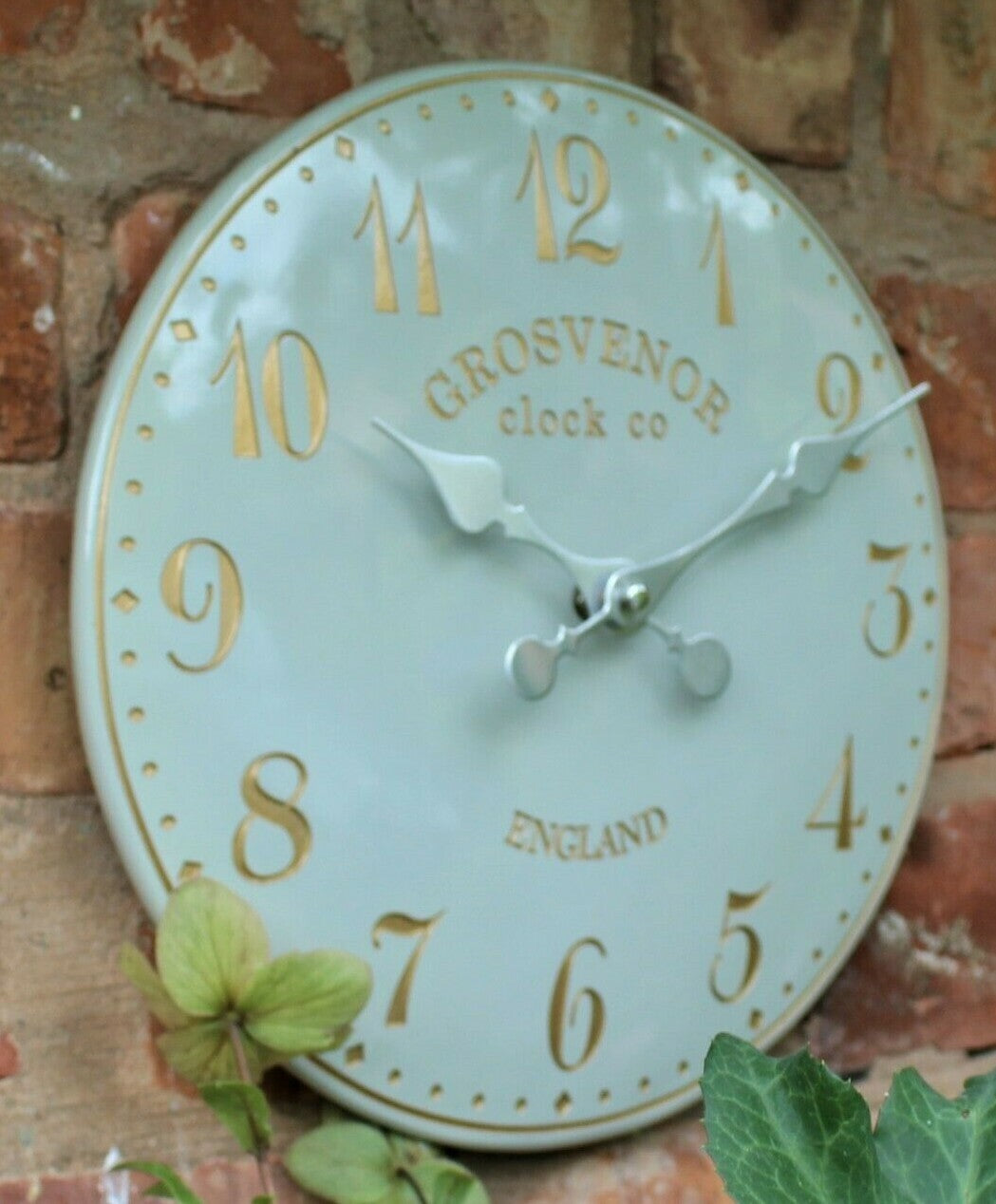 Wall Clock Grey Garden Indoor Outdoor Hand Painted Church Clock Arabic 38Cm