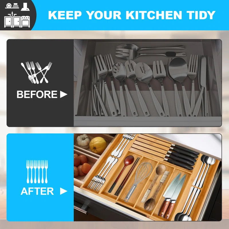 Bamboo Rectangle Flatware Caddy