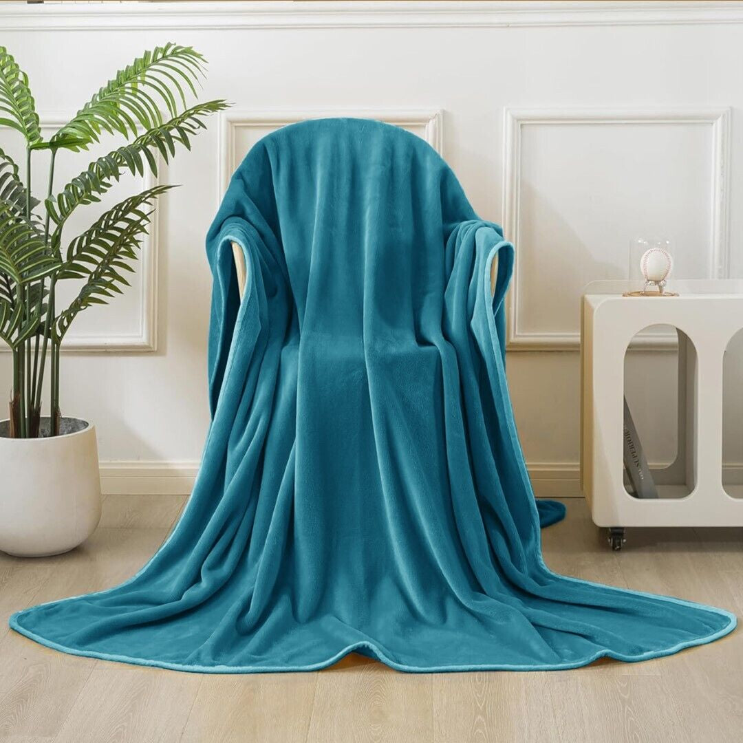 Large Fleece Blanket Throw Reversible Soft Warm Bed Sofa Blanket Double & King
