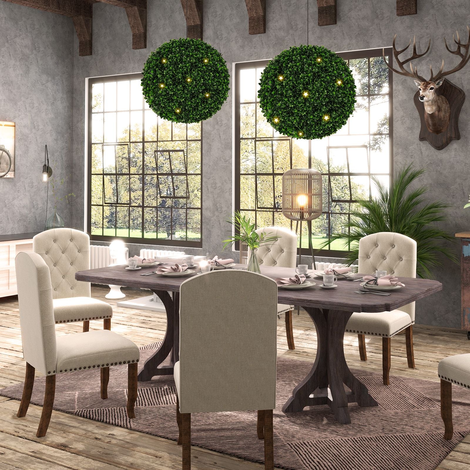 2 Pieces 52 CM Artificial Topiary Balls with 20 Zip Ties