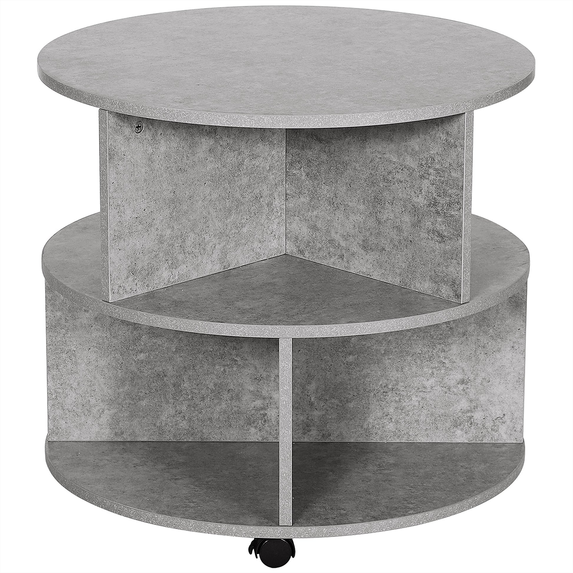 3 Tier round Coffee Table with Storage Shelves for Living Room