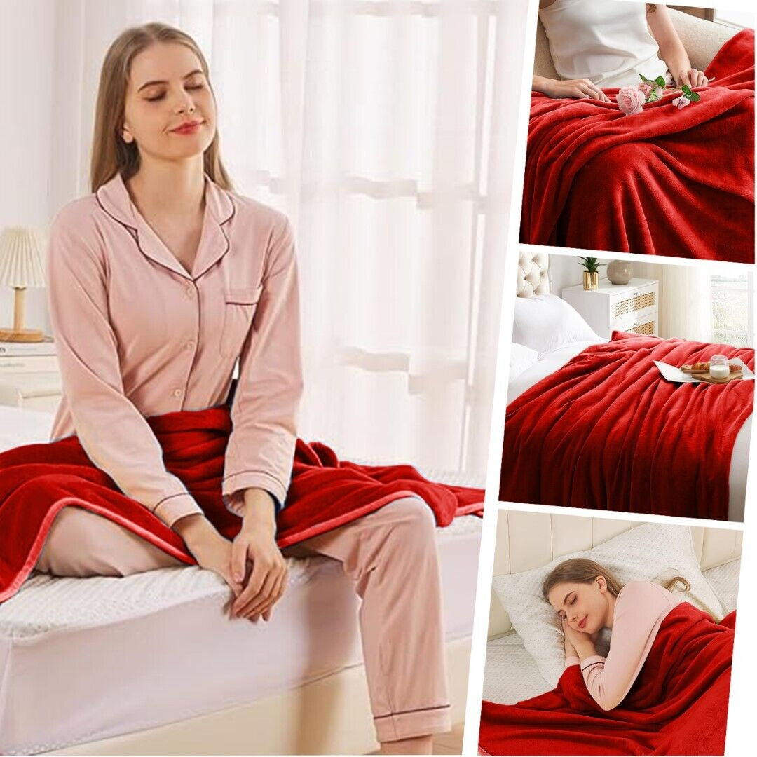 Large Fleece Blanket Throw Reversible Soft Warm Bed Sofa Blanket Double & King