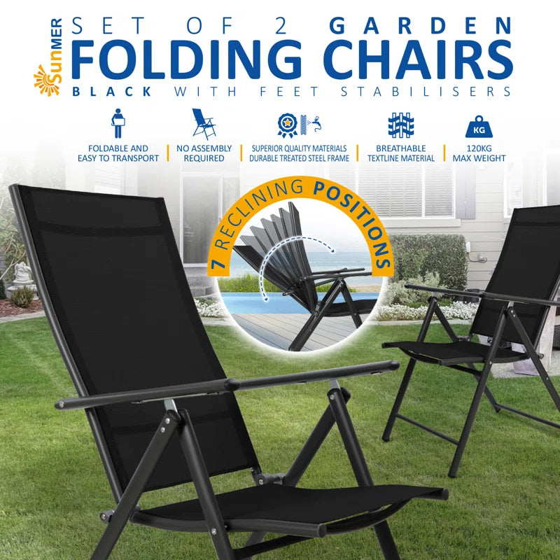 Moheez Folding Garden Chairs with 7 Reclining Positions