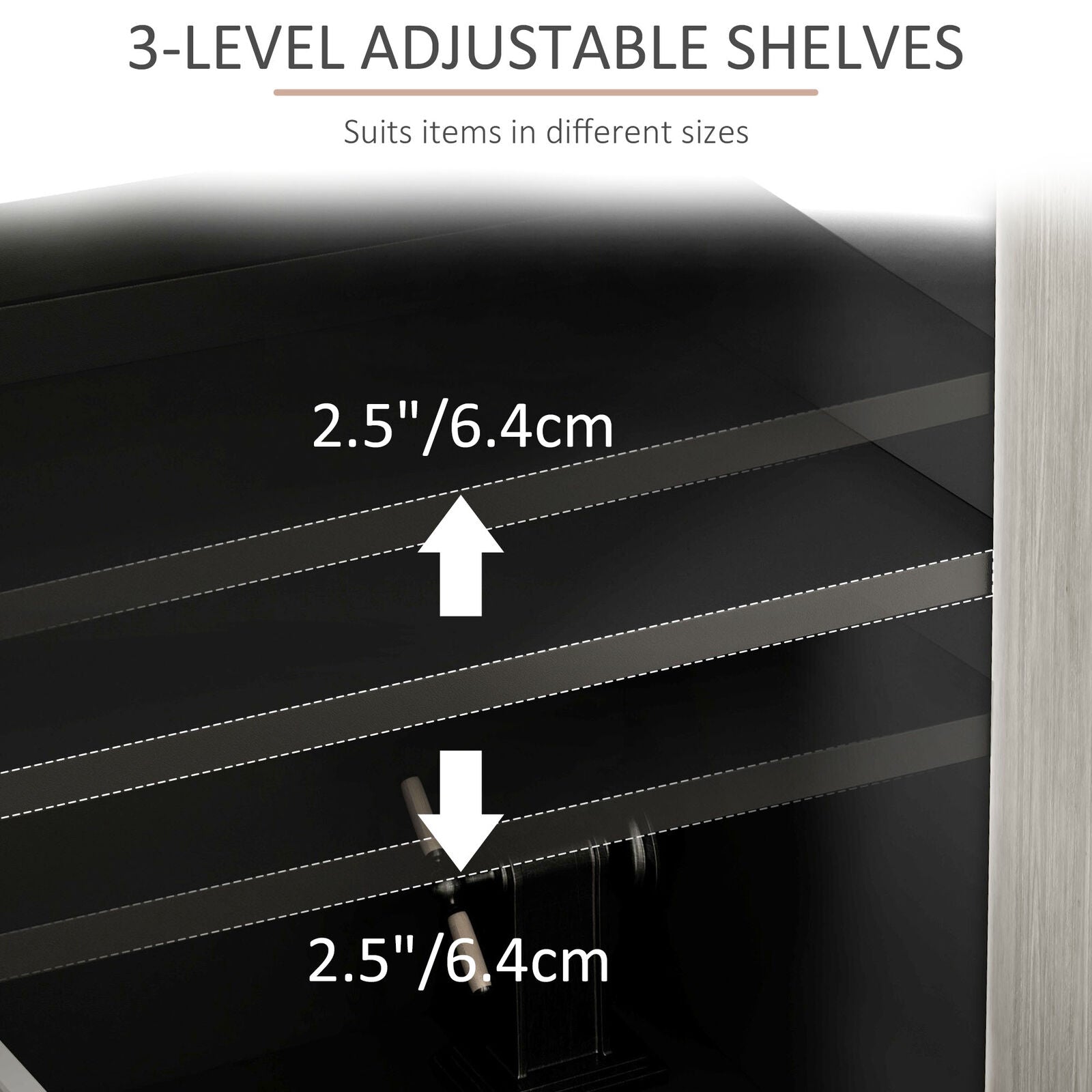 HOMCOM Sideboard Storage Cabinet for Living Room with Adjustable Shelves Black