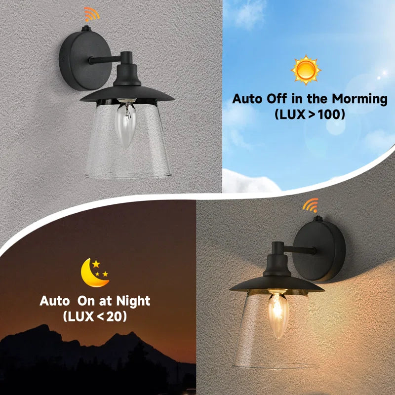 Seerat Matte Black 20Cm H Outdoor Barn Light with Dusk to Dawn