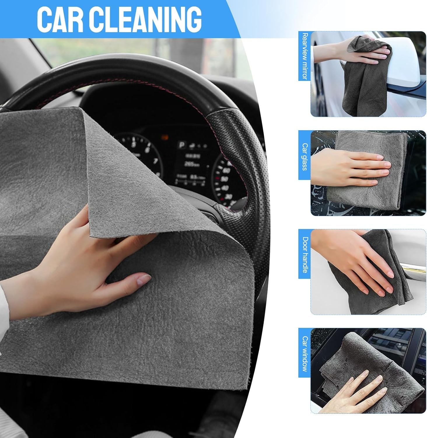 Magic Cleaning Cloths for Glass 3Pcs,Reusable Glass Cleaning Rag Super Soft Premium Streak Free Washable Cloth Duster for Home,Kitchen,Cars Glass Window