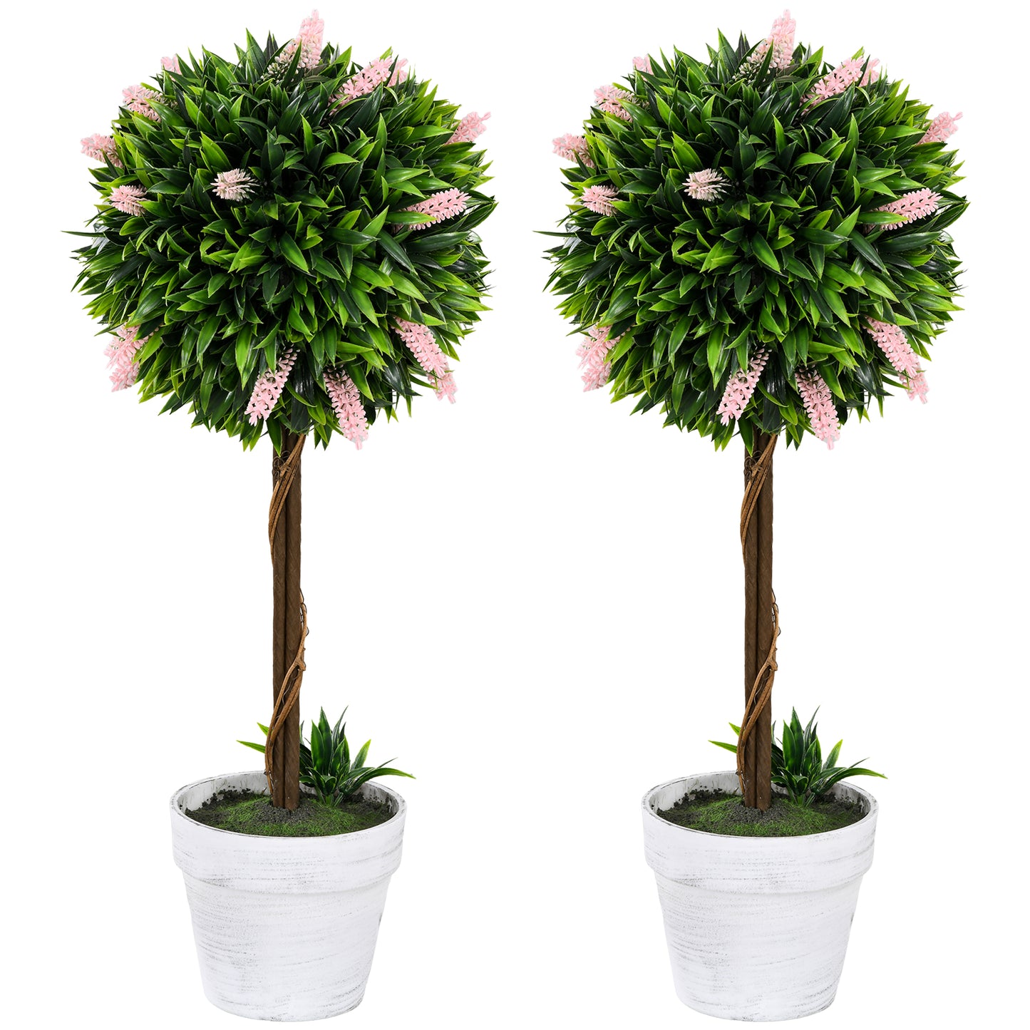 Set of 2 Decorative Artificial Plants Ball Trees with Flower