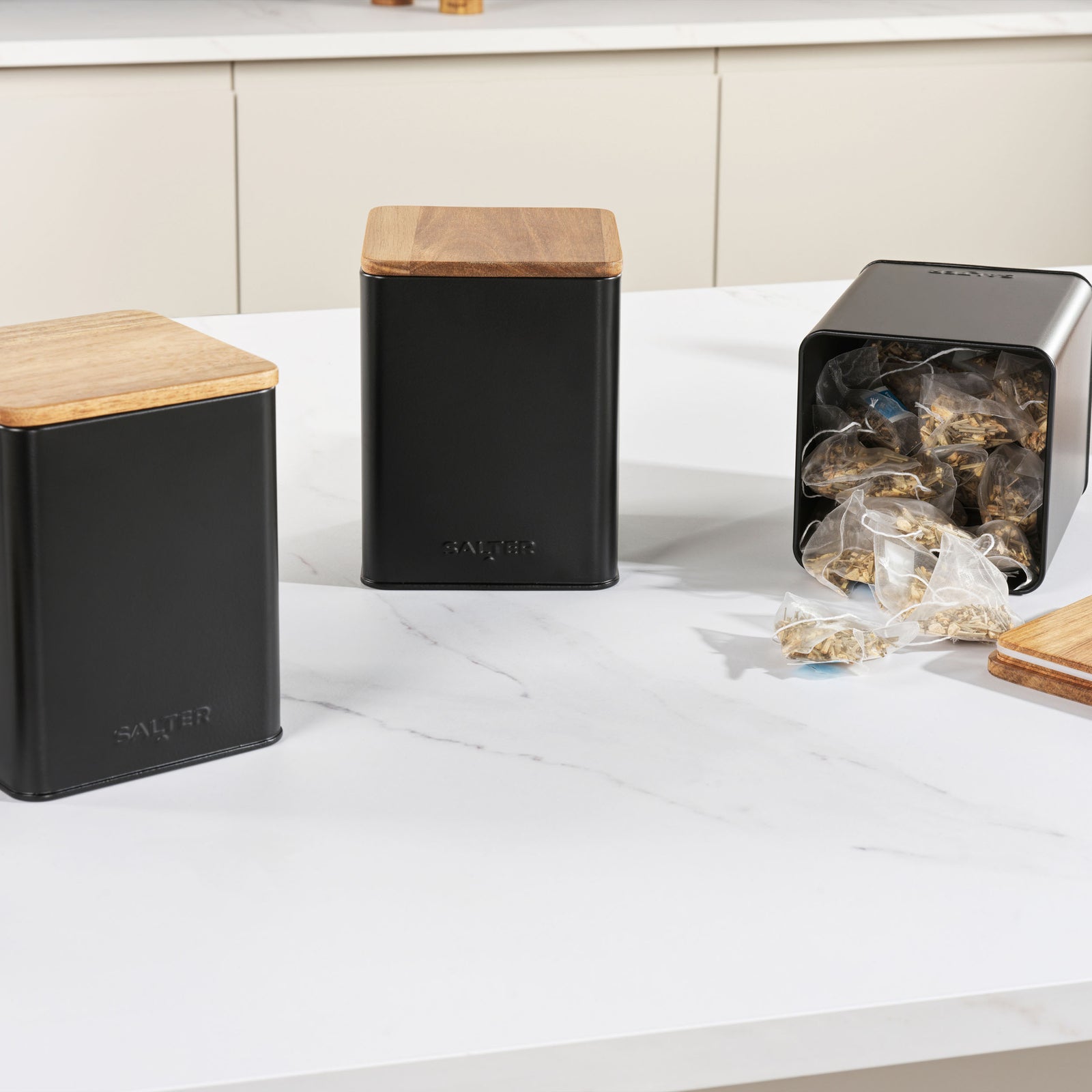 Salter Kitchen Set Storage Canisters Tea Coffee Sugar Salt & Pepper Pinch Pots