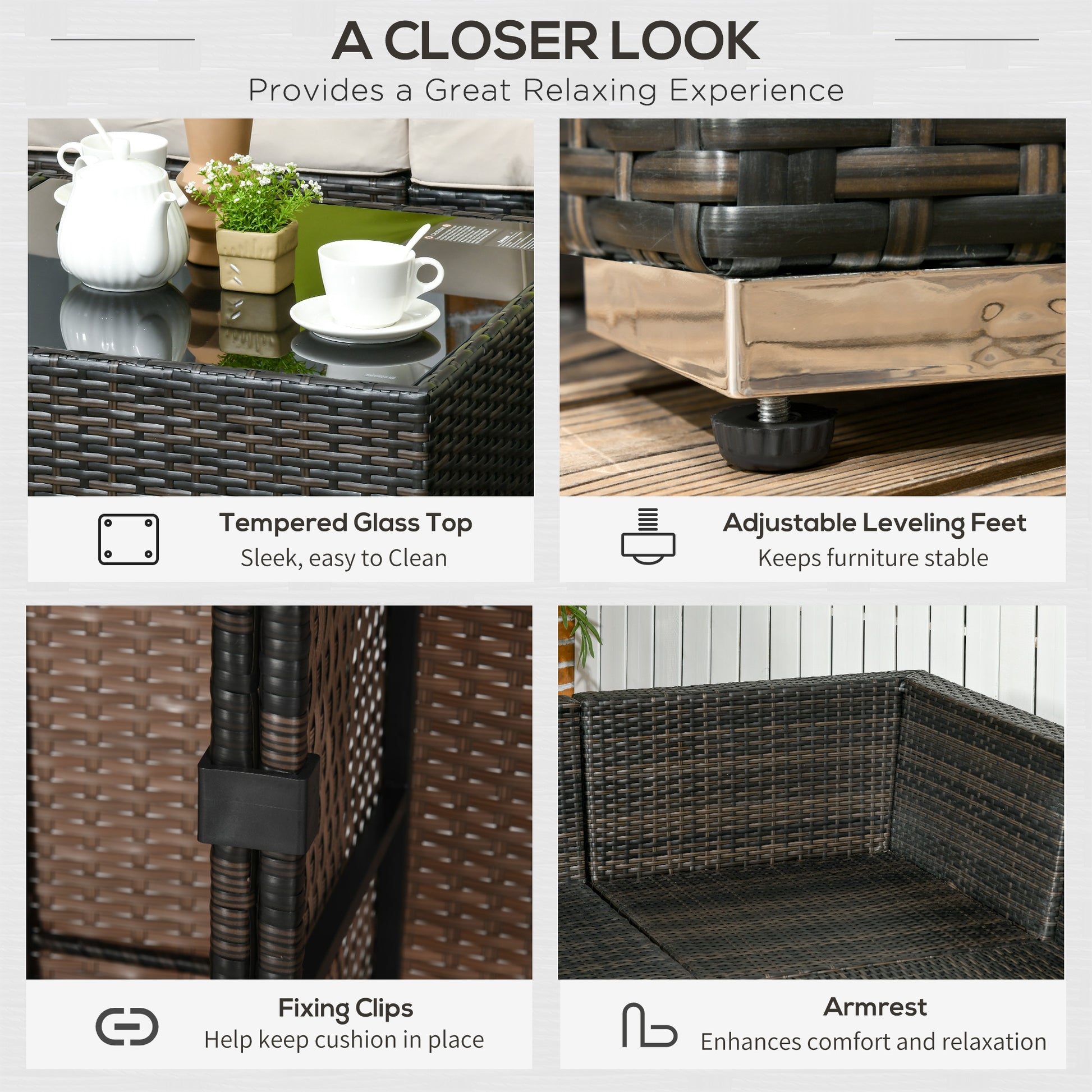 Rattan Outdoor Garden Furniture Patio Corner Sofa Set with Cushions