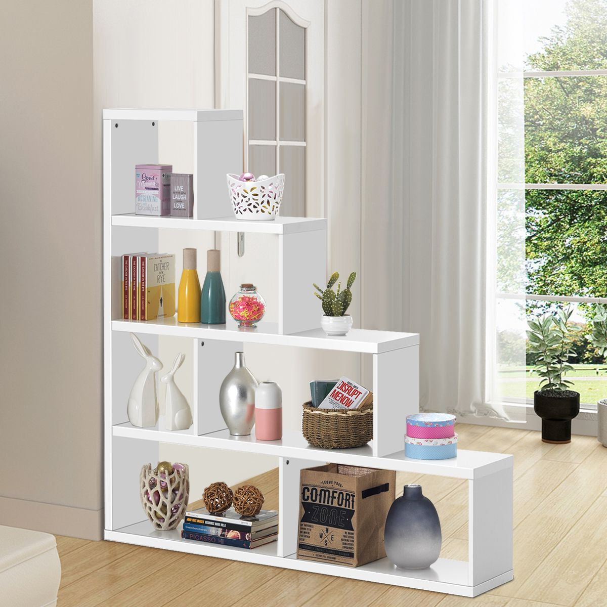 6-Cube Ladder Bookcase for Living Room Study Office
